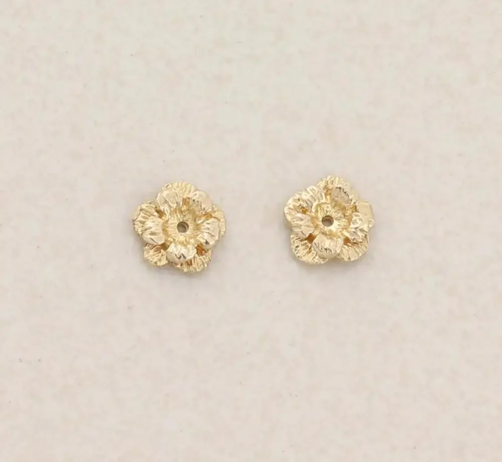 14k Yellow Gold Flower Earring Jackets Only 3/8